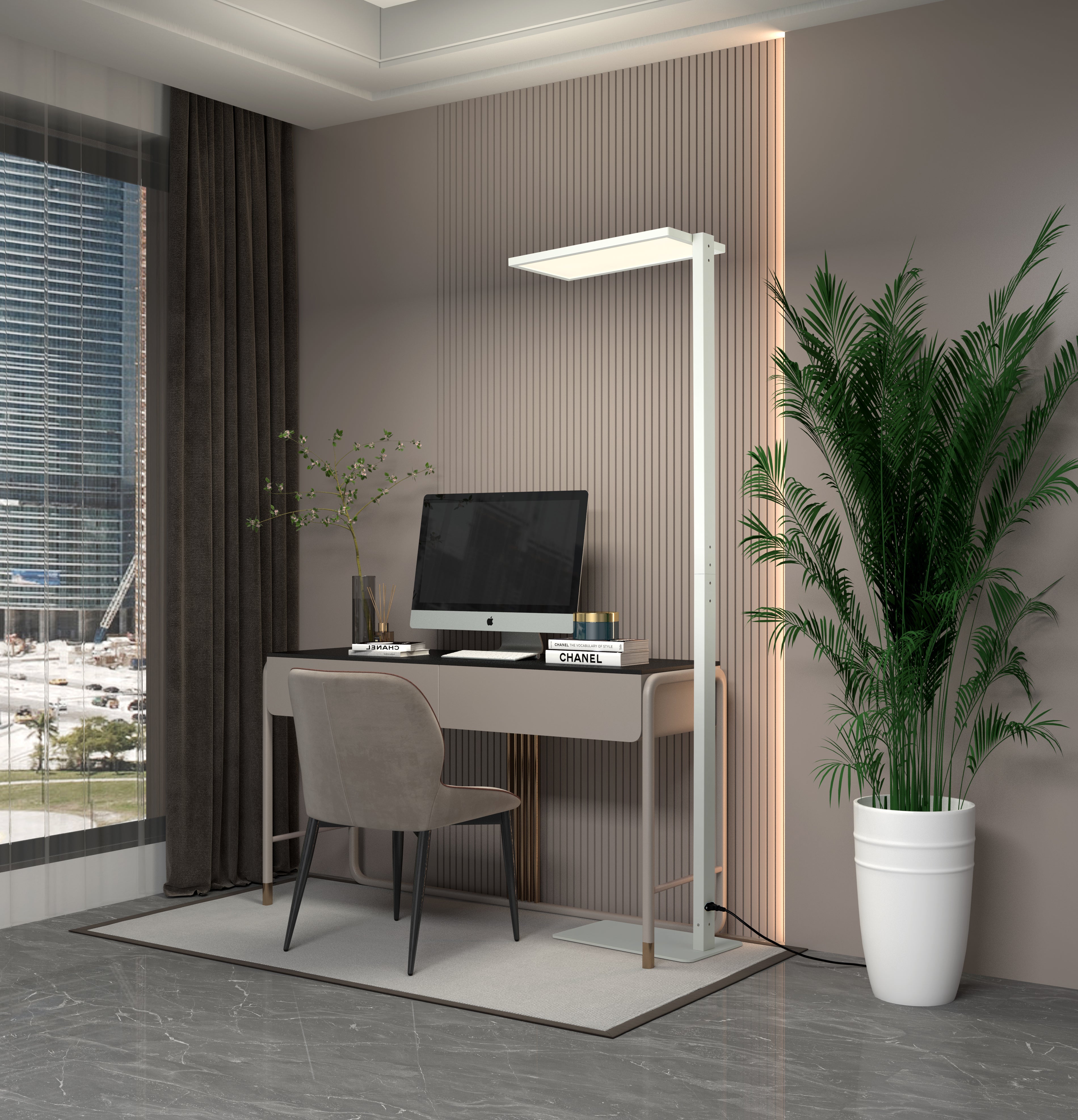 LED Floor Lamp 70W White Coating Dimmerable Model HFR-M0001-070-TC002 White