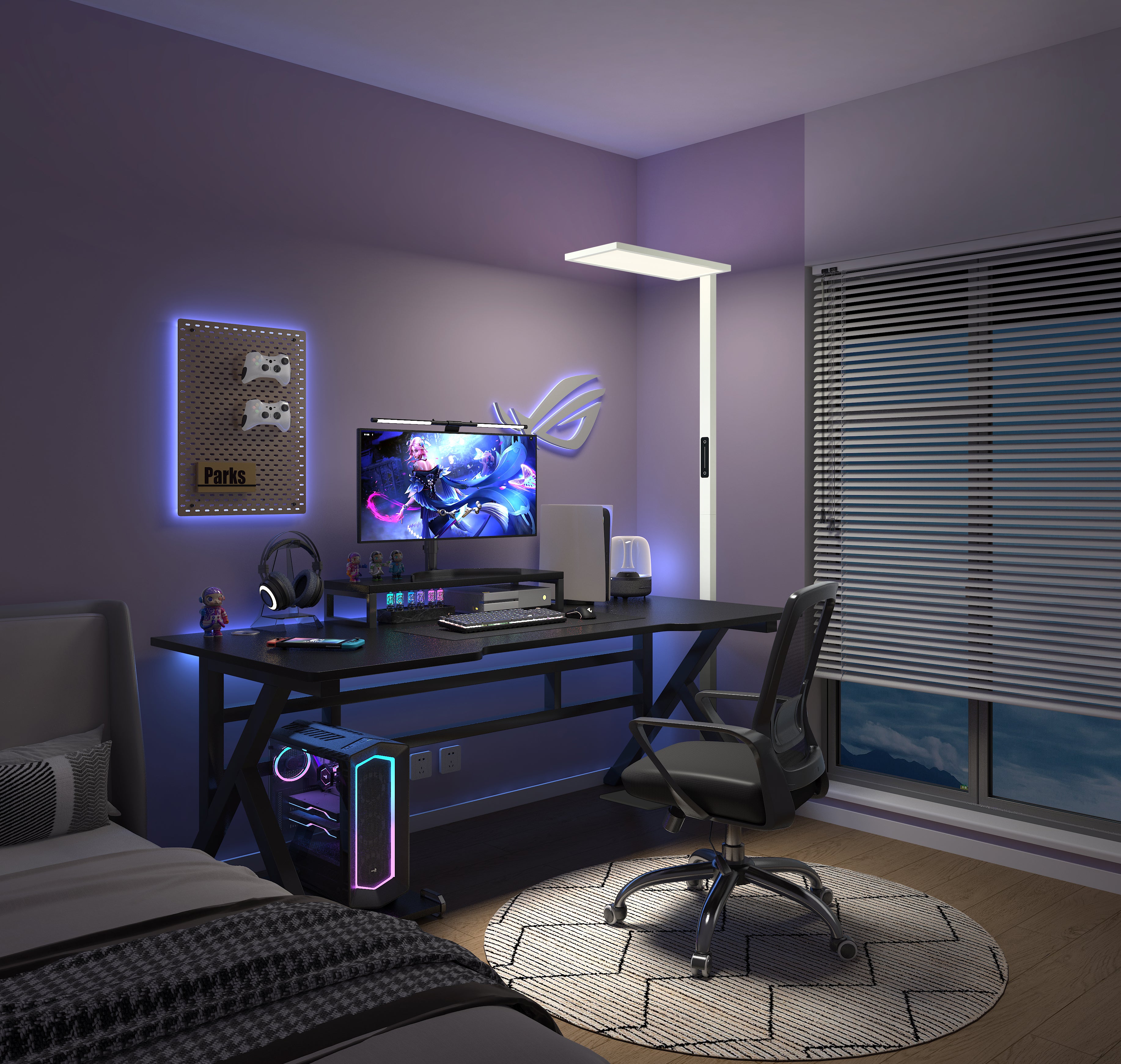 LED Floor Lamp 70W White Coating Dimmerable Model HFR-M0001-070-TC002 White