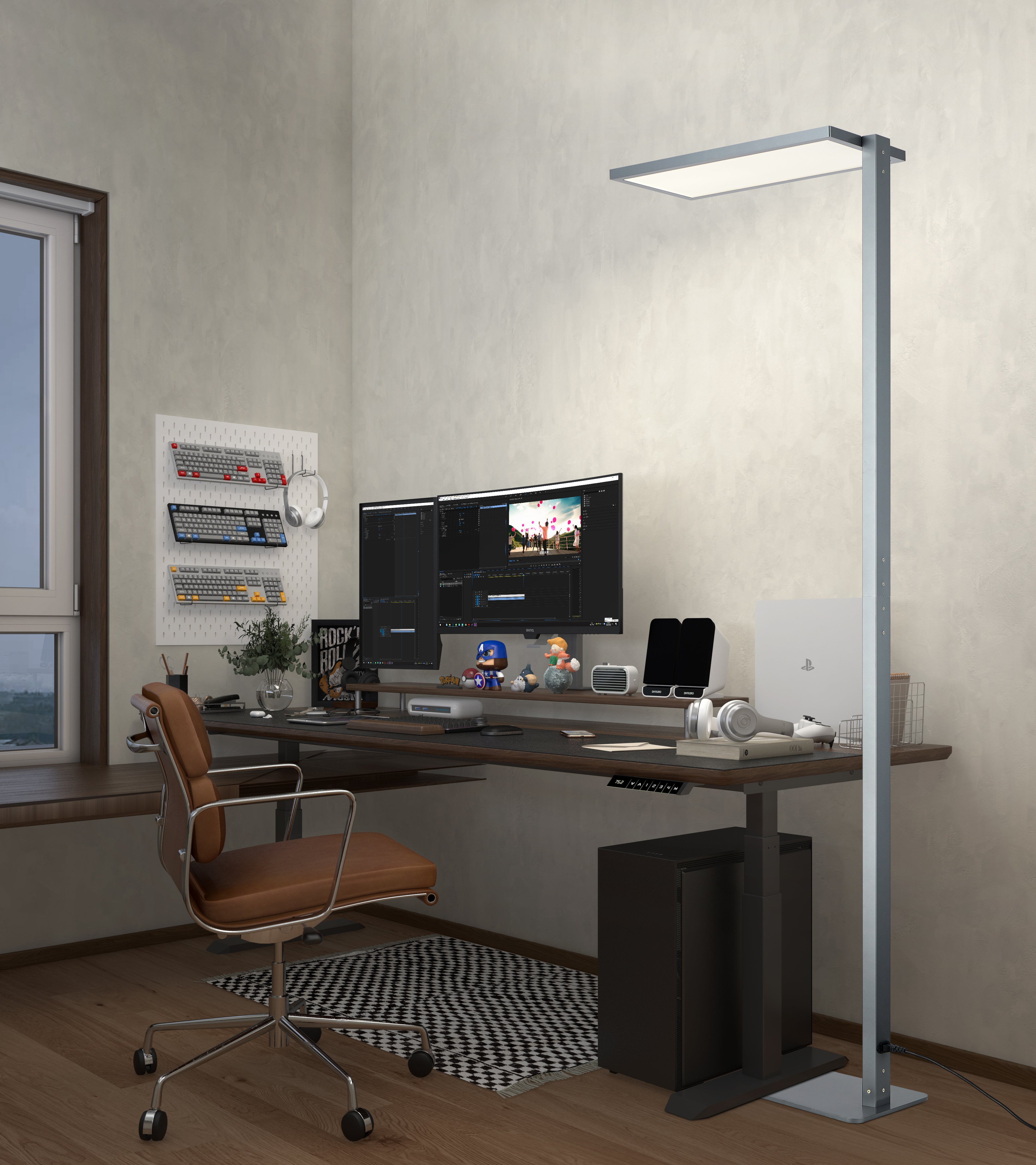 LED Floor Lamp 70W Gray Coating HFR-M0001-070-TC001 Size H2011×W280×L625mm