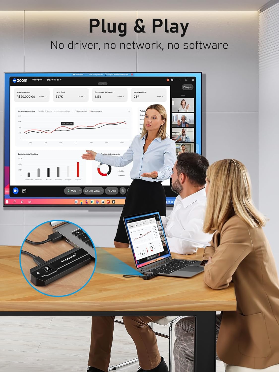 Lemorele P50L 4K 30HZ HDMI Wireless Transmitter and Receiver,5G HDMI Funkübertragung Supports 8 TXS to 1 RX,HDMI Funk zum Streamen von Video und Audio vom...