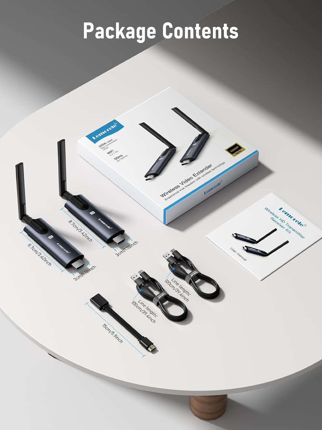 R1000 HDMI TX+HDMI RX Wireless HDMI Transmitter and Receiver, Lemorele 1080P HDMI Funkübertragung HDMI Funk Supports 1 Transmitter zu 4 Empfänger Max Streaming Video für Laptop, Camera, TV Box zu HDTV, Monitor,Projektor