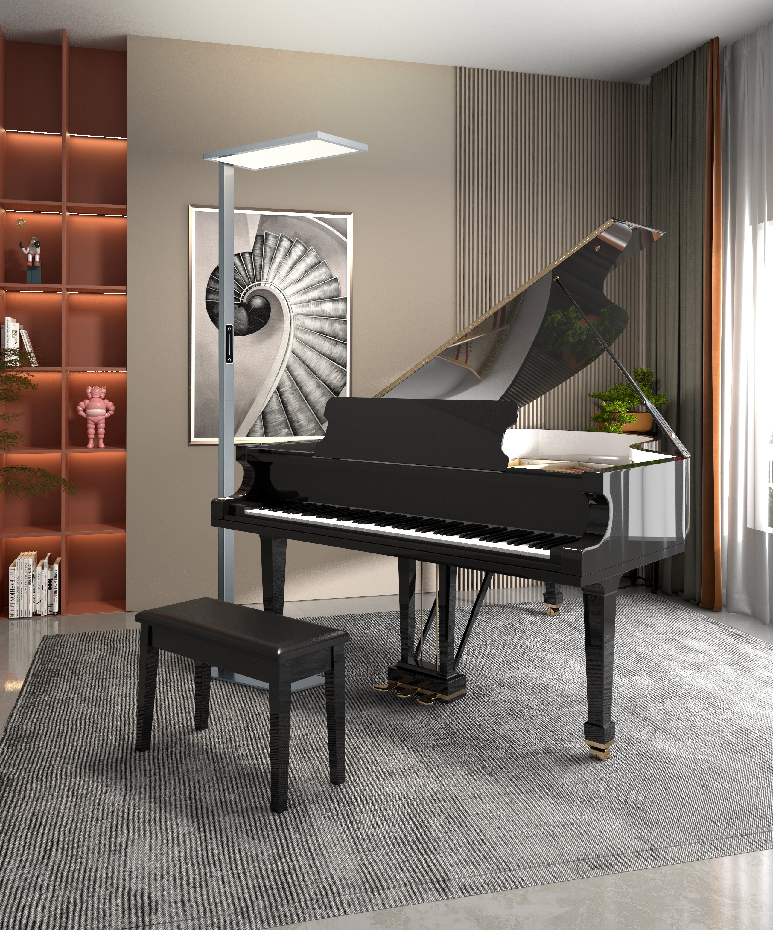 LED Floor Lamp 70W Gray Coating HFR-M0001-070-TC001 Size H2011×W280×L625mm