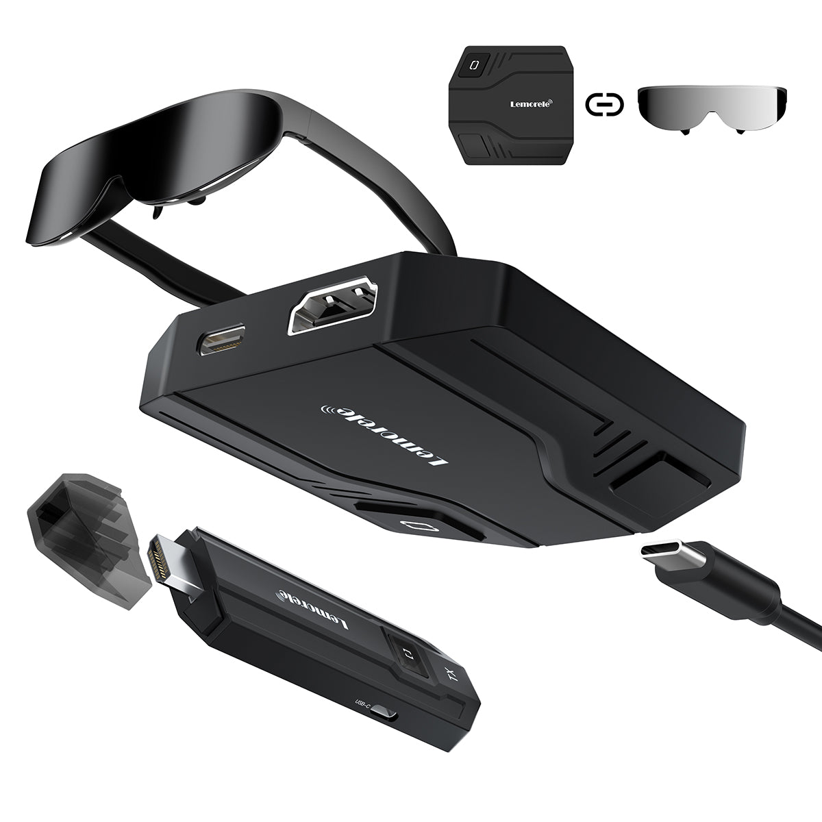 Lemorele P30 Wireless HDMI to USB-C Adapter AR glasses (like Nreal Air and Rokid Air), gaming consoles (such as PS4, PS5, Xbox), and portable gaming systems (like Switch and Steam Deck)