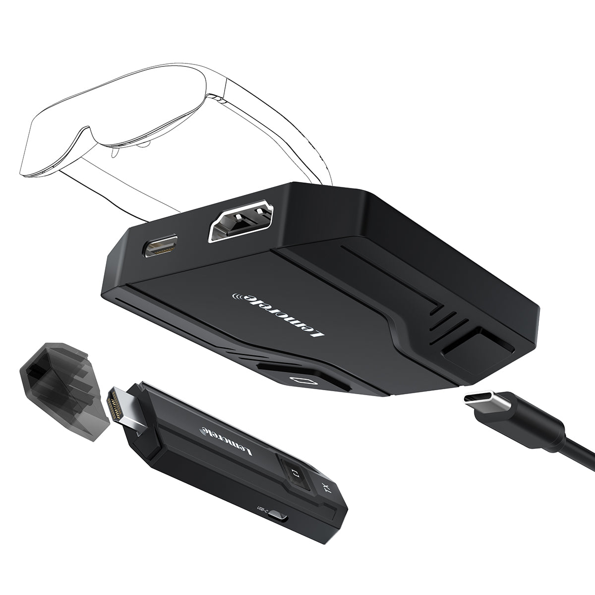 Lemorele P30 Wireless HDMI to USB-C Adapter AR glasses (like Nreal Air and Rokid Air), gaming consoles (such as PS4, PS5, Xbox), and portable gaming systems (like Switch and Steam Deck)