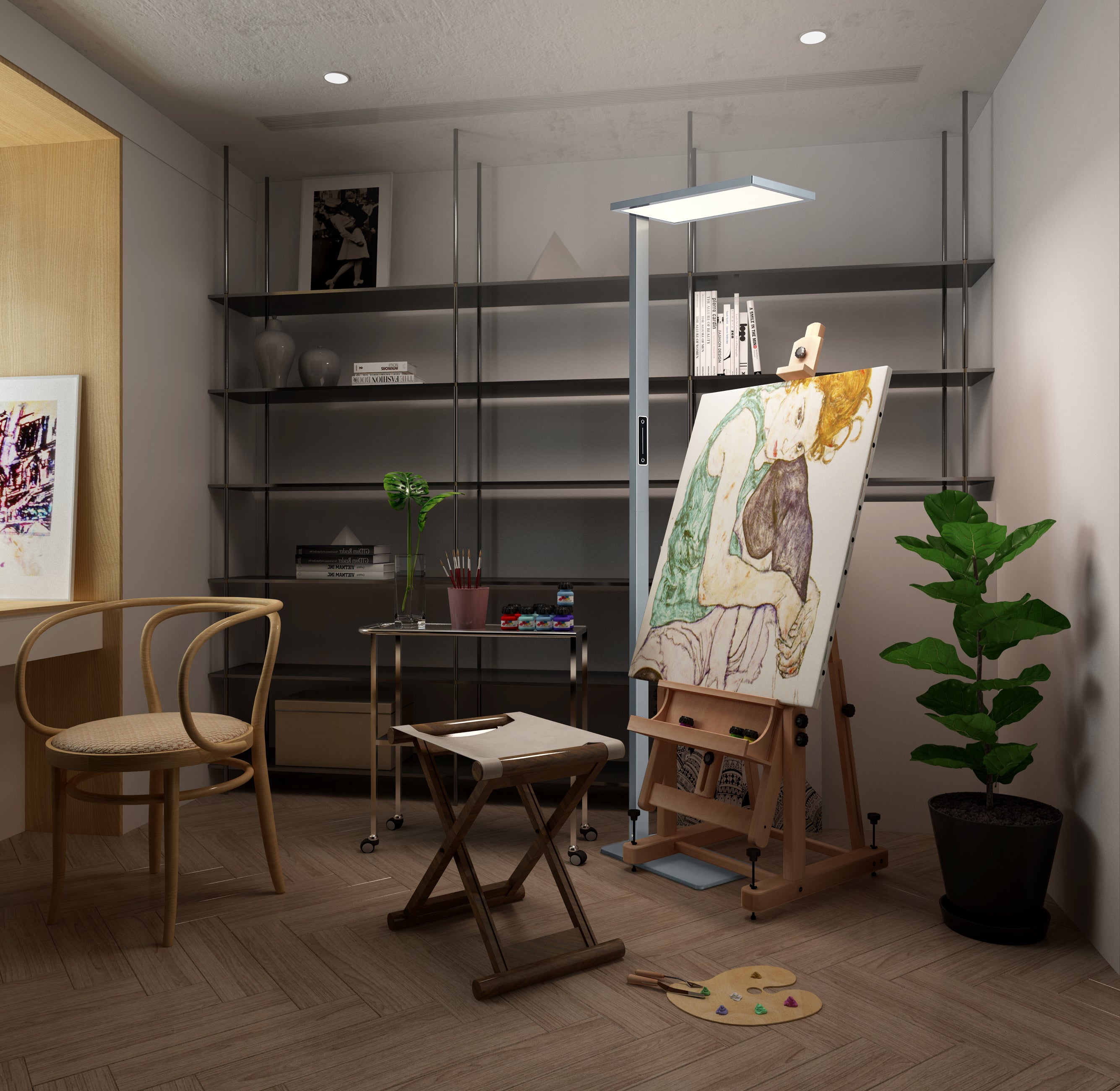 LED Floor Lamp 70W Gray Coating HFR-M0001-070-TC001  Size H2011×W280×L625mm