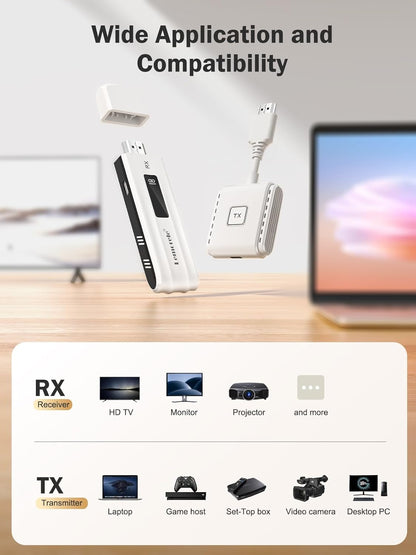 P200 HDMI TX + HDMI RX  HDMI Wireless Transmitter Receiver P200,50M HDMI Funkübertragung Supports 8 TXs to 1 RX,FHD HDMI Drahtlos übertragen HDMI Dongle für Streaming Datei Video from Laptop,PC to HDTV/Projektor