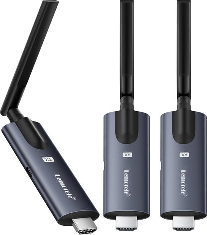 R1010 Wireless HDMI Transmitter and 2 Receiver, Lemorele 1080P HDMI Funkübertragung HDMI Funk Supports 1 Transmitter zu 4 Empfänger Max Streaming Video für Laptop, Camera, TV Box zu HDTV, Monitor,Projektor