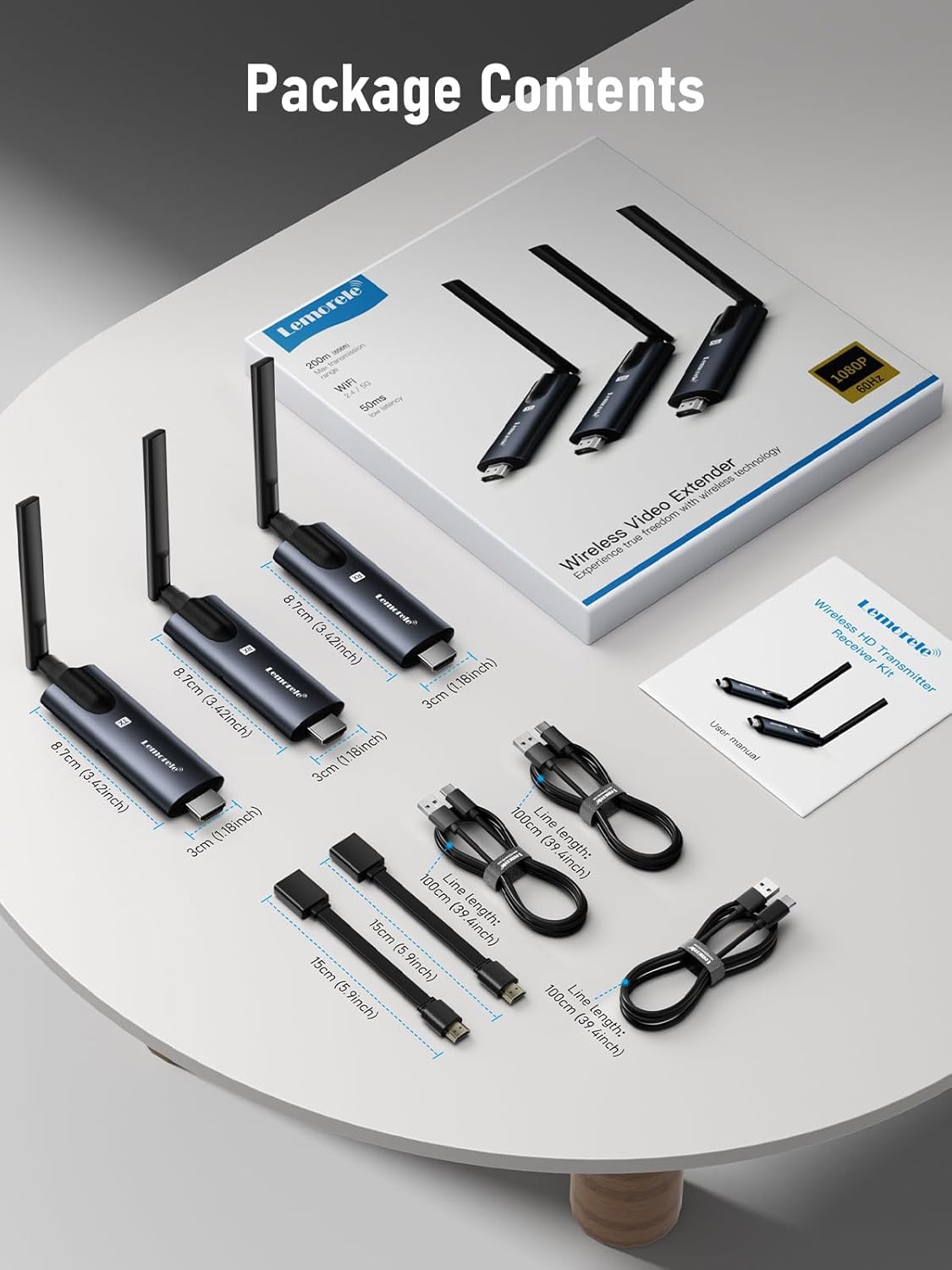 R1010 Wireless HDMI Transmitter and 2 Receiver, Lemorele 1080P HDMI Funkübertragung HDMI Funk Supports 1 Transmitter zu 4 Empfänger Max Streaming Video für Laptop, Camera, TV Box zu HDTV, Monitor,Projektor