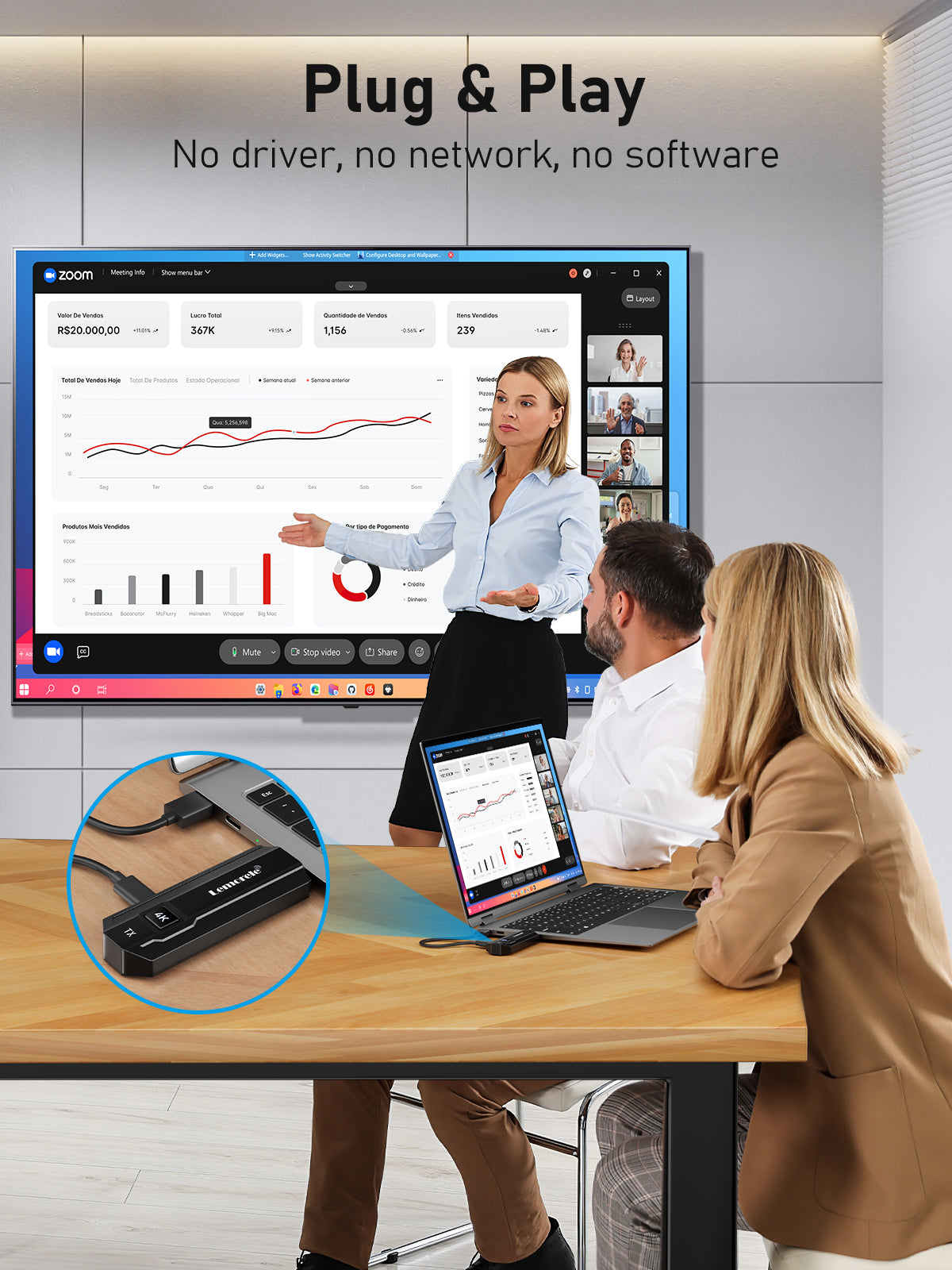 Lemorele P50L  4K 30HZ  HDMI Wireless Transmitter and Receiver,5G HDMI Funkübertragung Supports 8 TXS to 1 RX,HDMI Funk zum Streamen von Video und Audio vom...