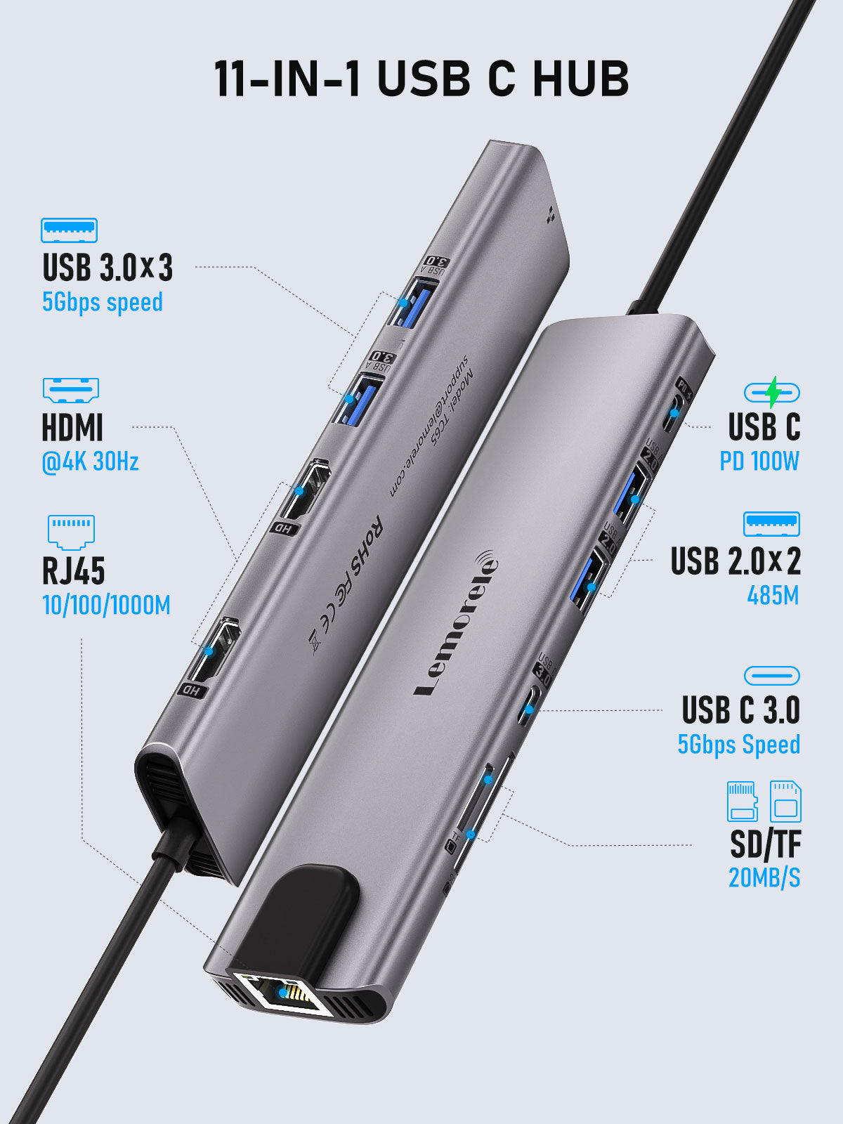 Dockingstation 11in1 USB C Docking Station LemoreleTC65 Notebook Dockingstation